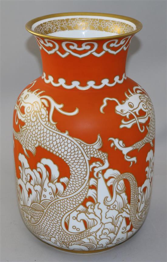 A large Rosenthal Art Deco Ming Dragon vase, c.1922, designed by Hans Schiffner, 32.5cm